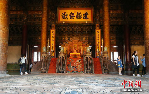 原文配图:5月18日,北京故宫启动“点亮历史”原状展陈照明方案。
