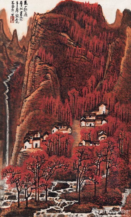 李可染《万山红遍》 1964年作 75.5×45.5cm